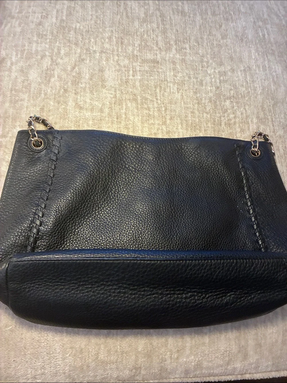 Tory Burch Black Pebbled Leather Chain-Handle Shoulder Bag